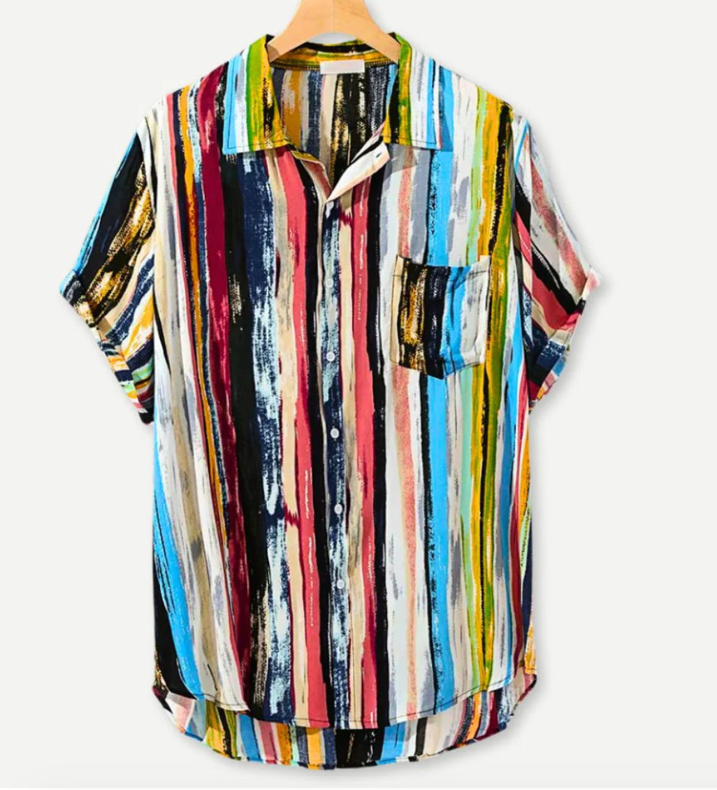 TropicEase Printed Lapel Shirt