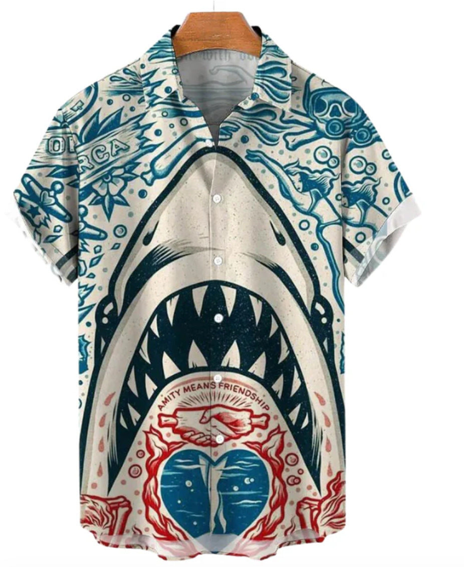 TropicEase Printed Lapel Shirt