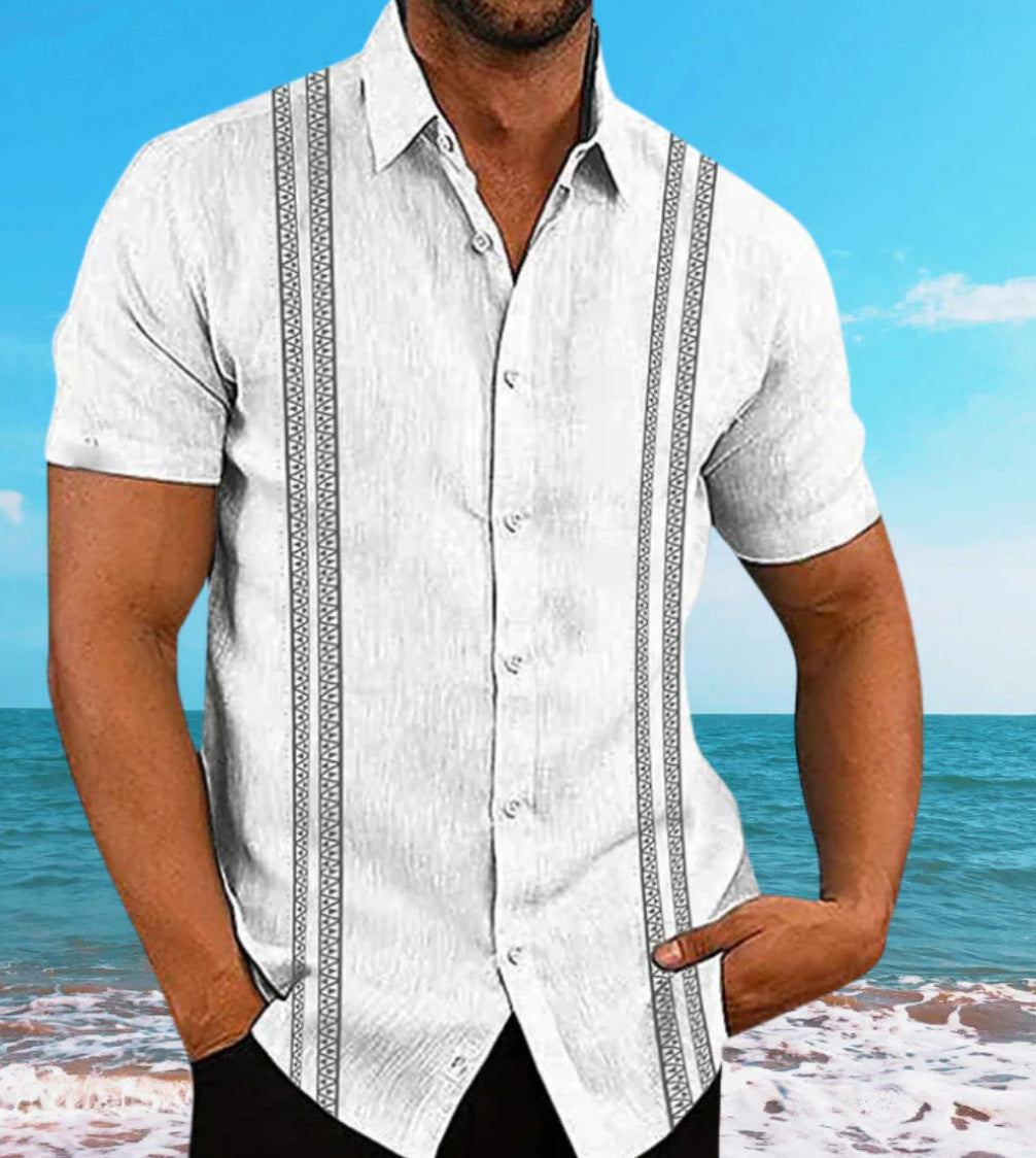 TropicEase Printed Lapel Shirt