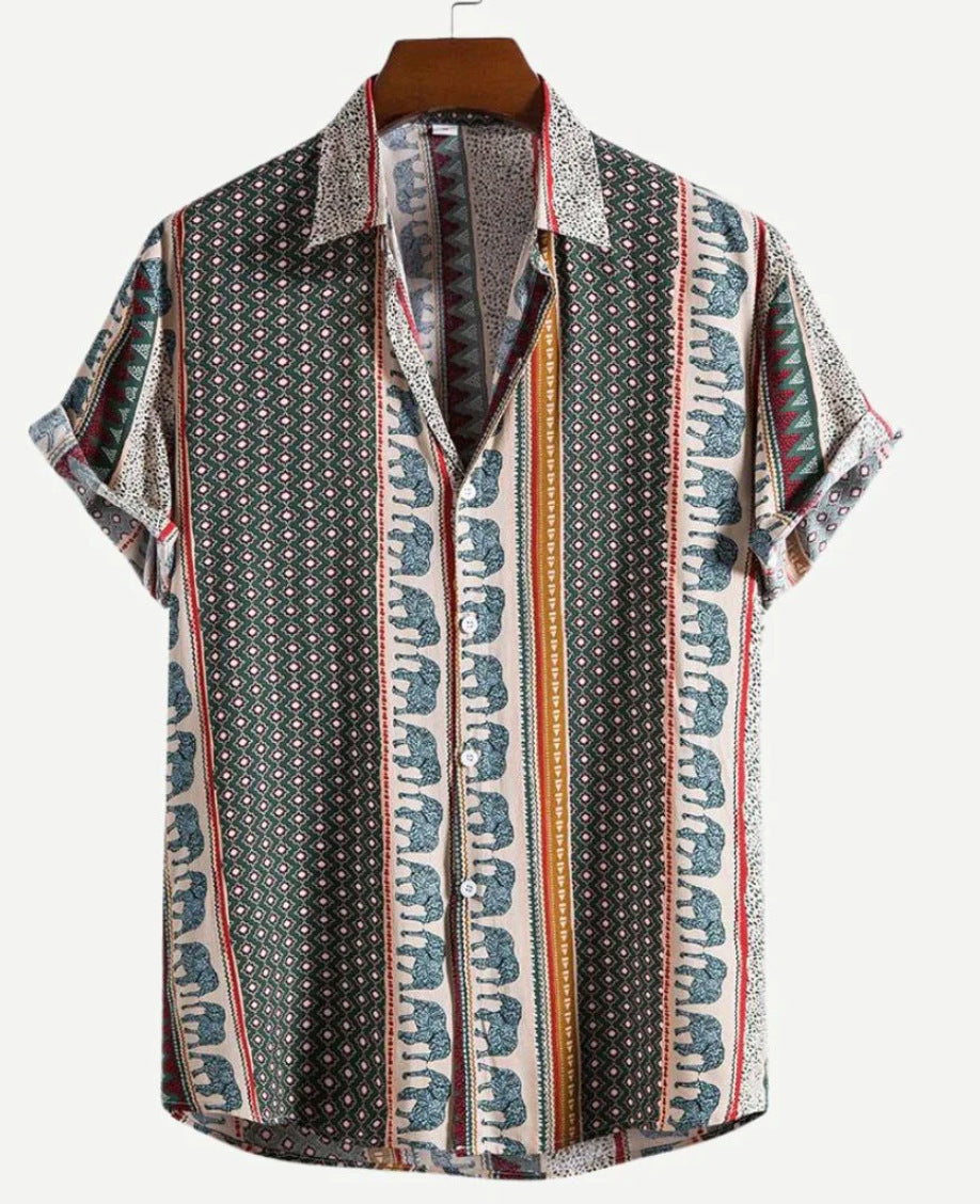 TropicEase Printed Lapel Shirt