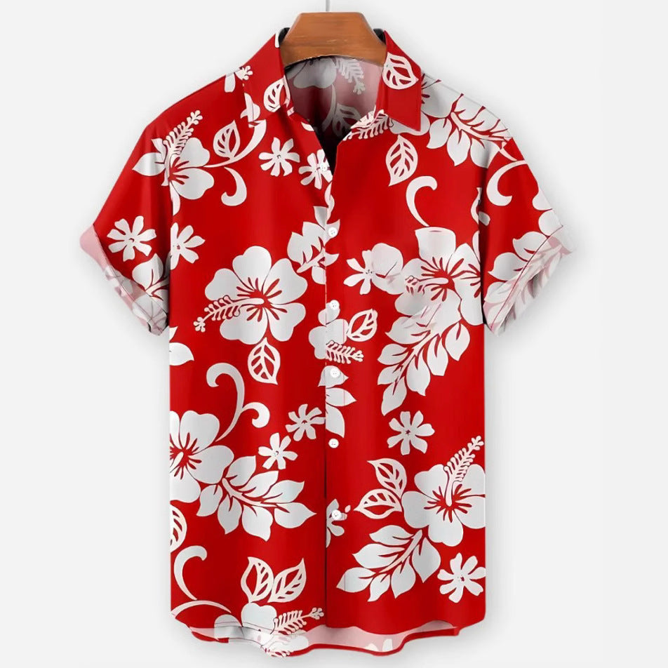 TropicEase Printed Lapel Shirt