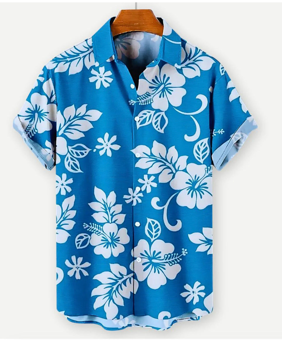 TropicEase Printed Lapel Shirt