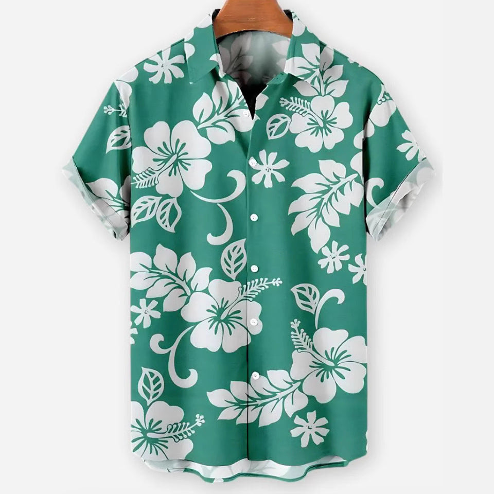 TropicEase Printed Lapel Shirt