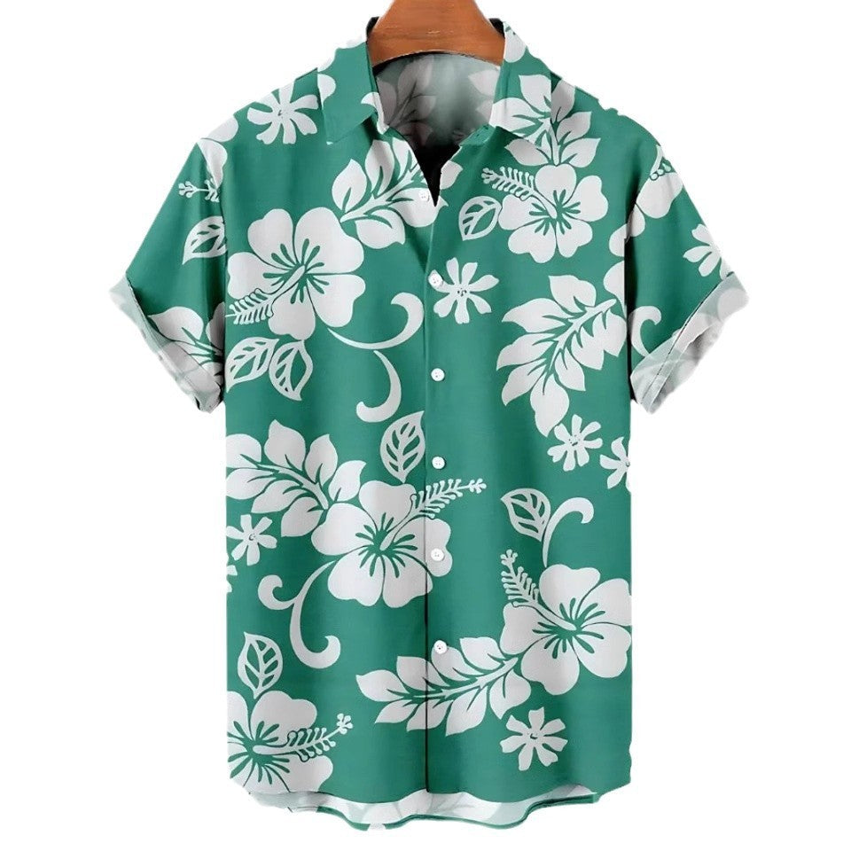TropicEase Printed Lapel Shirt