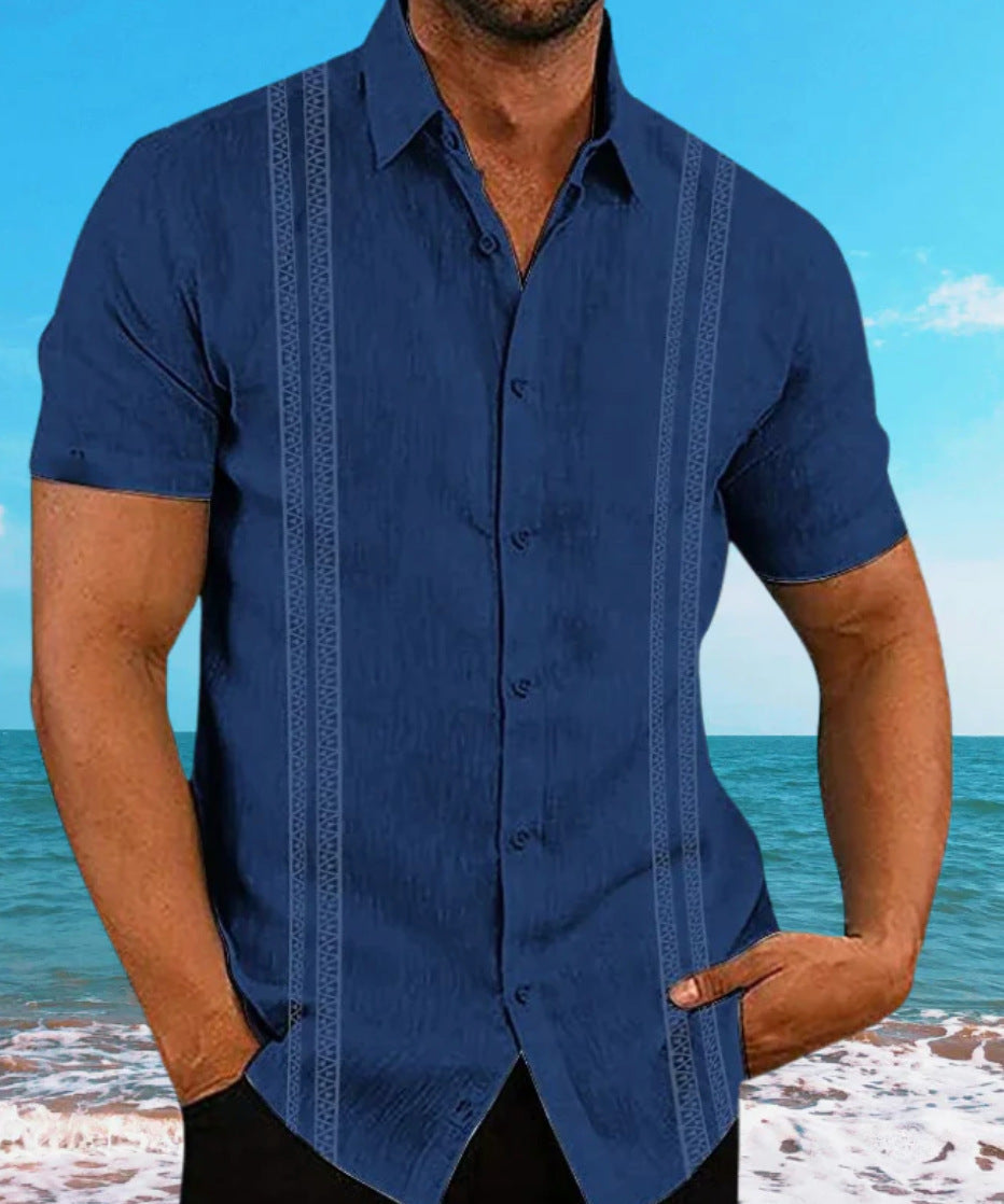 TropicEase Printed Lapel Shirt