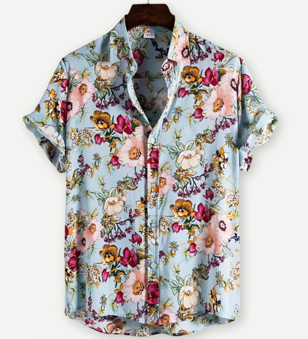TropicEase Printed Lapel Shirt