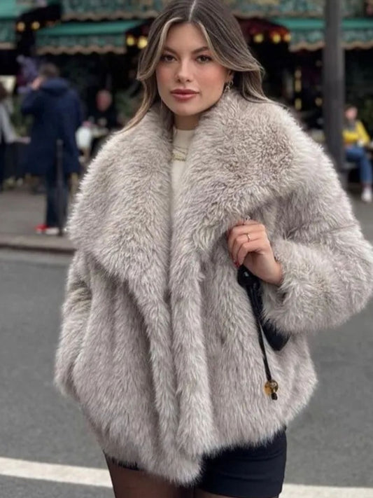 Faux Fur Lapel Jacket