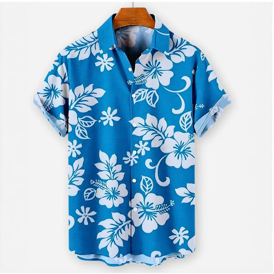 TropicEase Printed Lapel Shirt