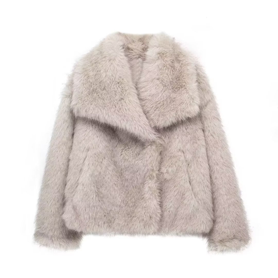 Faux Fur Lapel Jacket